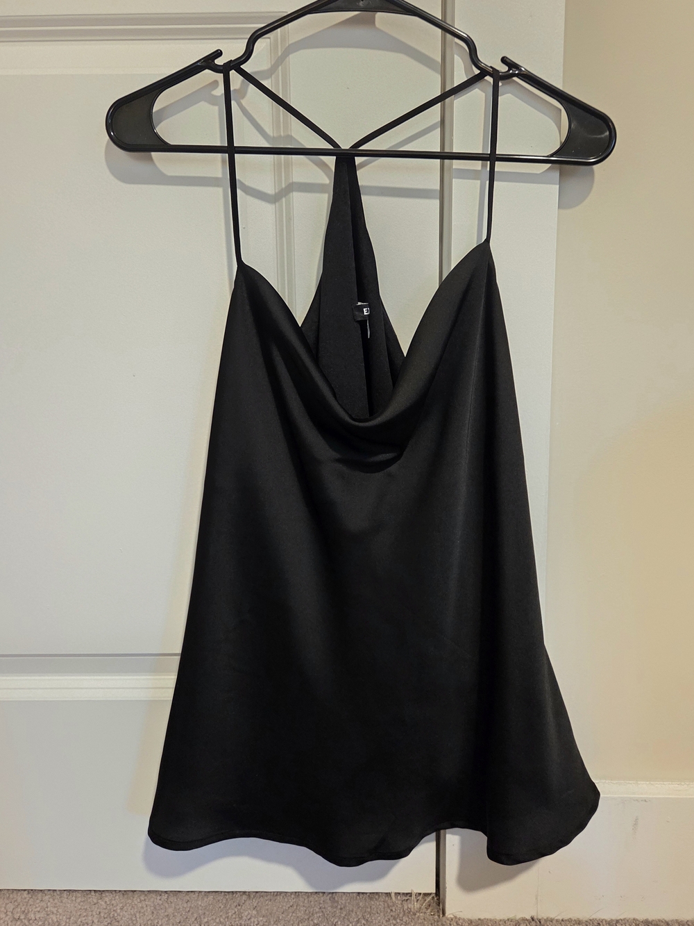 Express Black Satin Cowl Neck Camisole
